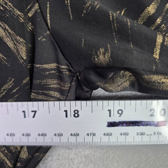 Womens Black & Gold Faux Wrap Dress Long Sleeve Tie-Back Waist Polyester Size L - Picture 4 of 6